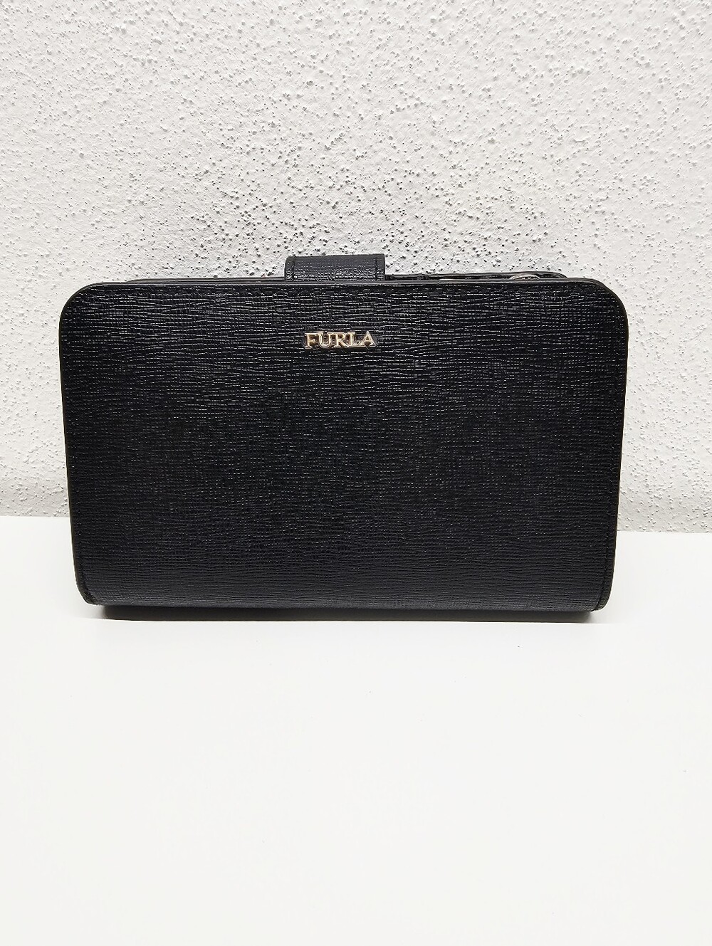 Furla Black Saffiano Leather Wallet Clutch